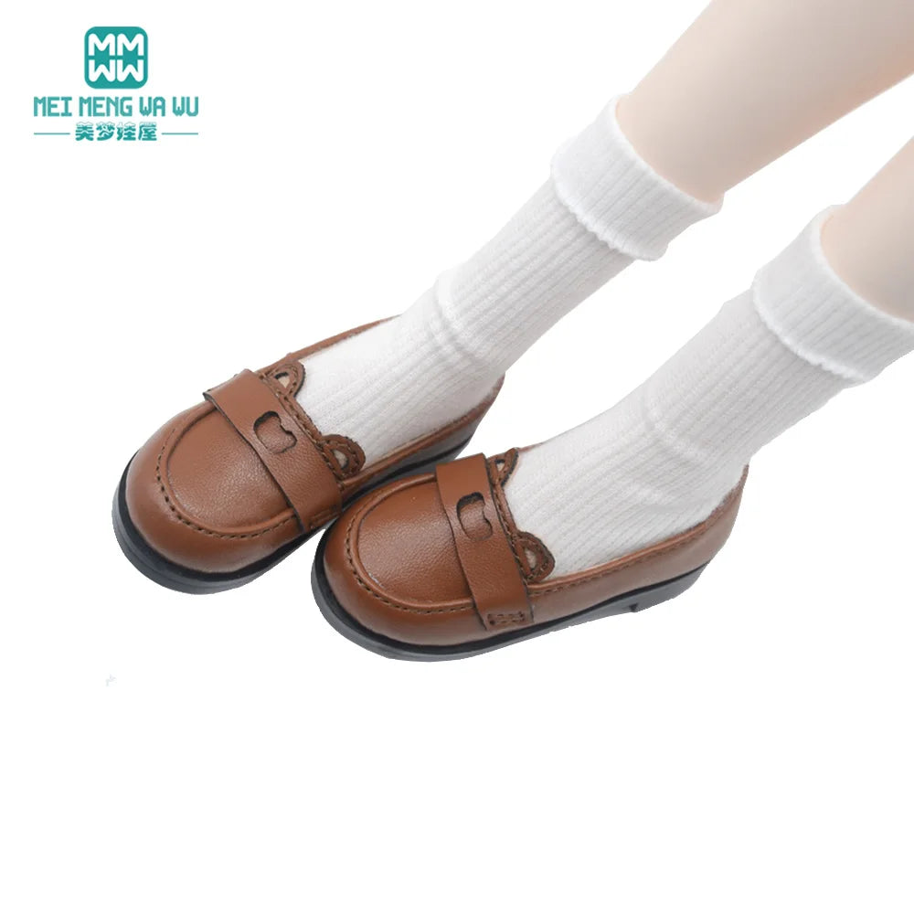 BJD Doll Leather Shoes 43-60cm 1/3 1/4 SD Doll Toy Ball Joint Doll Fashion Flat Shoes Pink Black Brown Doll Gift Platonelstore
