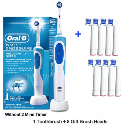 Electric Toothbrush 2D Rotary Vibration Clean Charging Tooth Brush Cross Action Bristle Oral Care 4 Gift Brush Heads Free Platonel