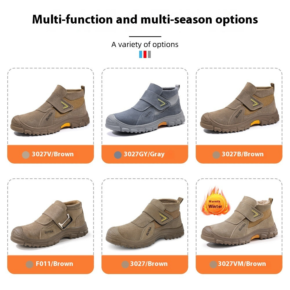 Fireproof Flower Safety Wear-resistant Steel Toe Cap Felt Buckle Welder Shoes Platonelstore