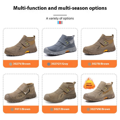 Fireproof Flower Safety Wear-resistant Steel Toe Cap Felt Buckle Welder Shoes Platonelstore