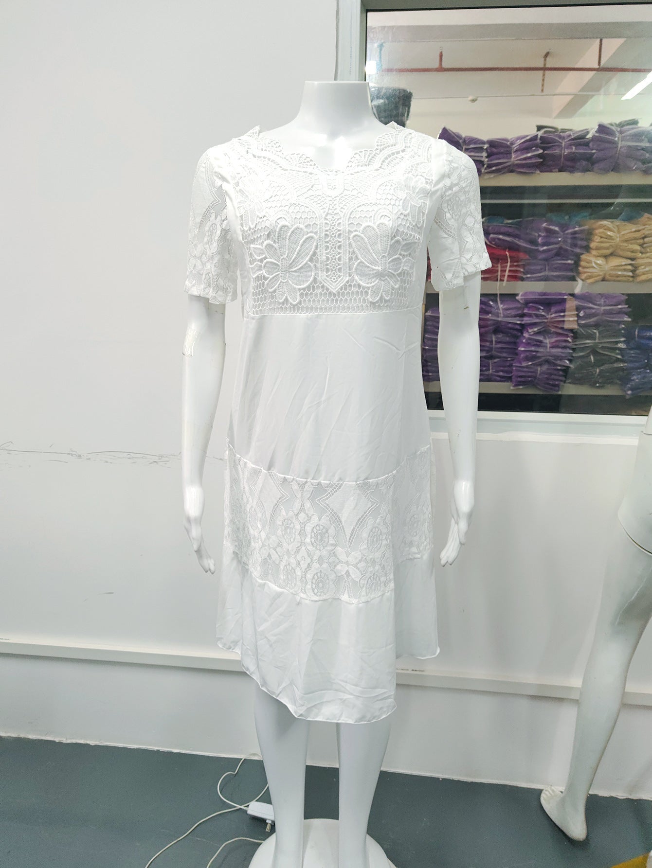 Fashion Short Sleeve Lace Dress Platonelstore
