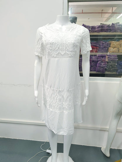 Fashion Short Sleeve Lace Dress Platonelstore