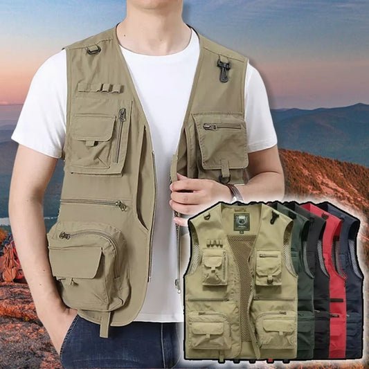 14 Pockets Summer New Men US Tactical Hiking Fishing Vest Mens Photographer Waistcoat Mesh Cargo Sleeveless Jacket Tool Vest Platonelstore