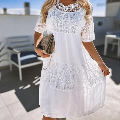 Fashion Short Sleeve Lace Dress Platonelstore