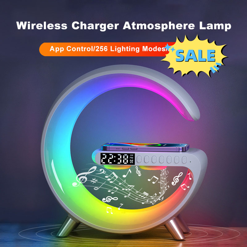 New Intelligent G Shaped LED Lamp Bluetooth Speake Wireless Charger Atmosphere Lamp App Control For Bedroom Home Decor Platonel