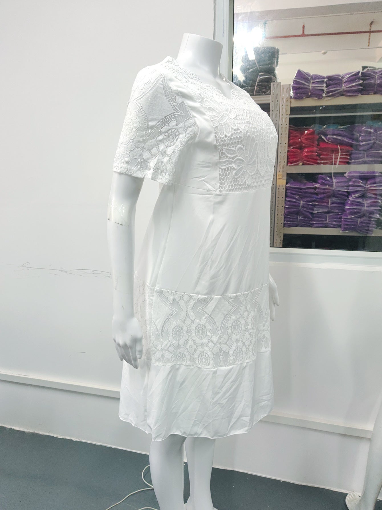Fashion Short Sleeve Lace Dress Platonelstore