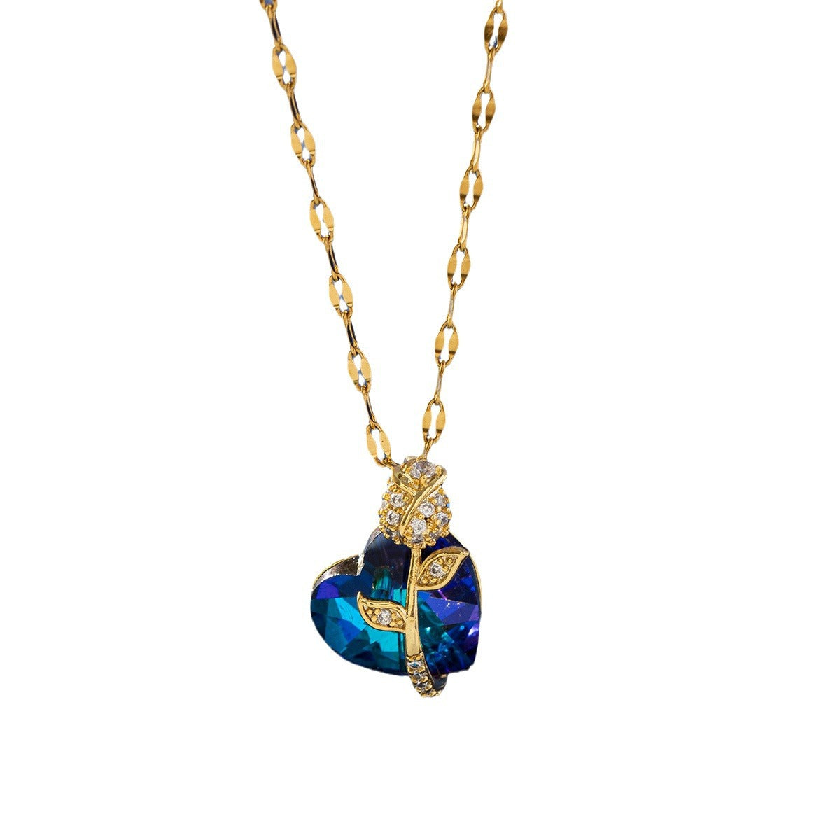 Women's Fashion Sapphire Heart Pendant Necklace Platonelstore