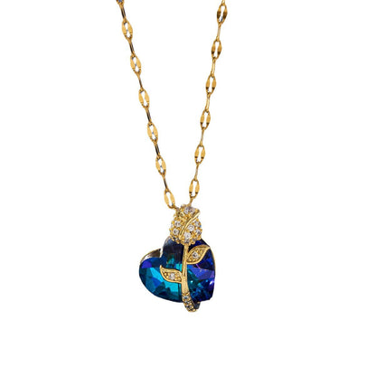 Women's Fashion Sapphire Heart Pendant Necklace Platonelstore