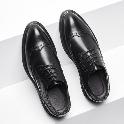 British Pointed Leather Shoes Business Formal Wear Brogue Men's Leather Shoes Men's Korean Casual Shoes Best Man Wedding Shoes Platonelstore