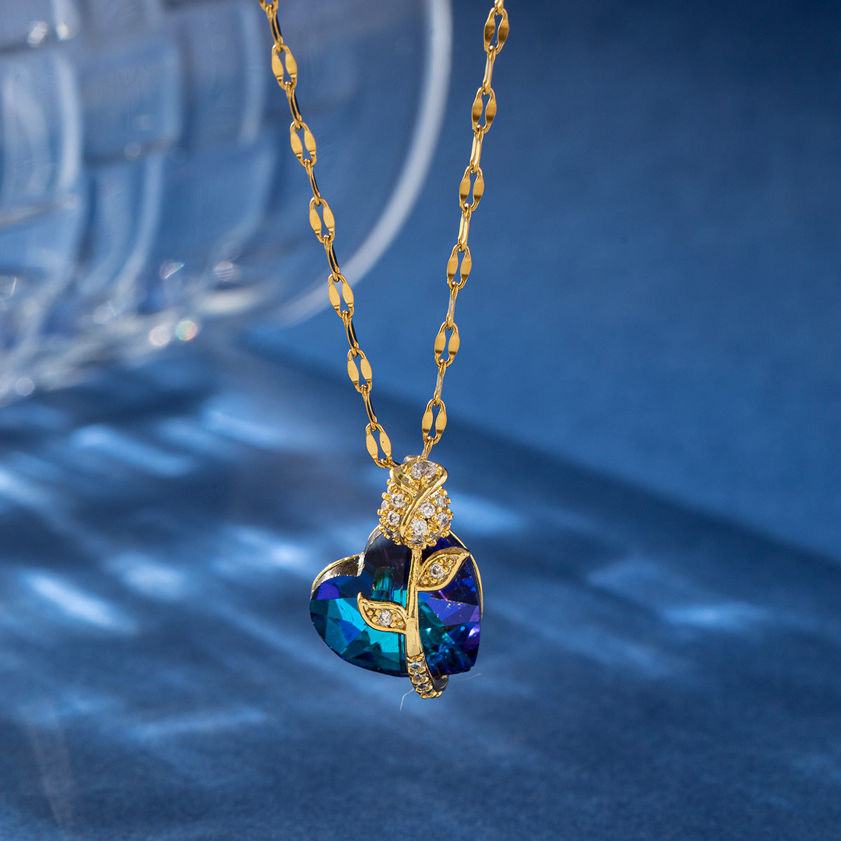 Women's Fashion Sapphire Heart Pendant Necklace Platonelstore