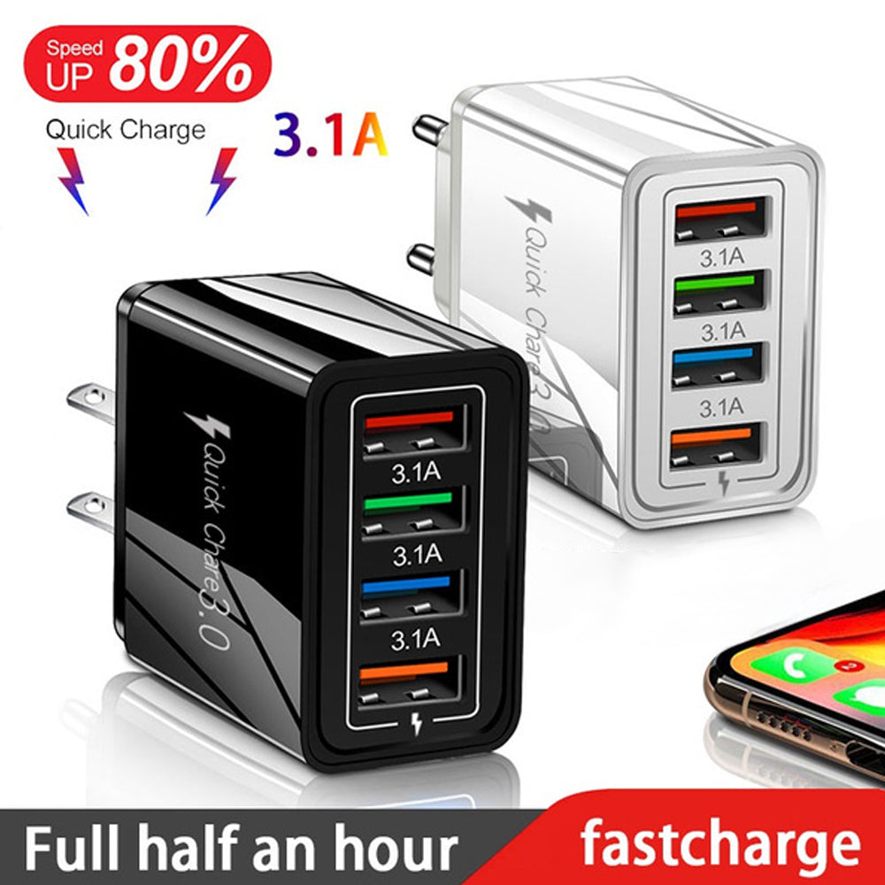USB Charger Quick Charge 3.0 4 Phone Adapter For Tablet Portable Wall Mobile Charger Fast Charger Platonelstore